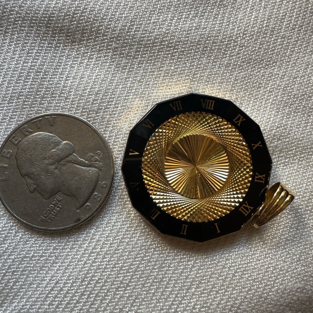 Gold and Black onyx Roman Numeral Pendant